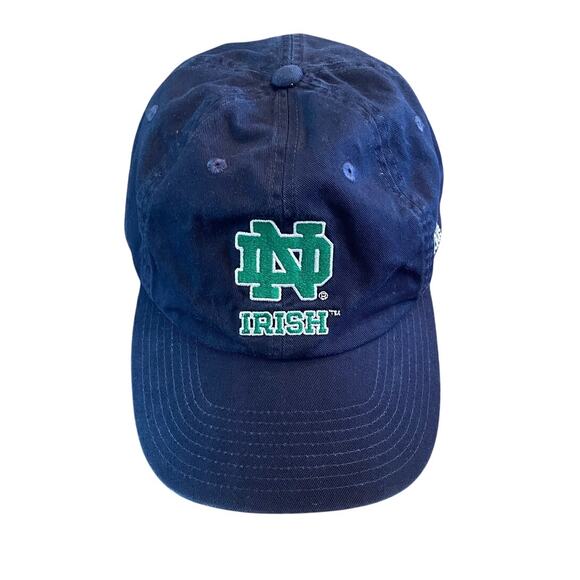adidas Other - Notre Dame Fighting Irish Baseball Hat Navy Blue Green ND Logo Dad Cap